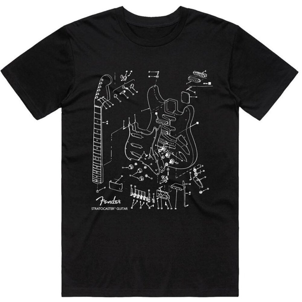 Fender Stratocaster Diagram Guitar Graphic Unisex T-Shirt .